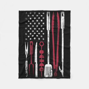 Lustiger Barbecue-Rauch-US-Flagge 4. Juli-BBQ-Tool Fleecedecke