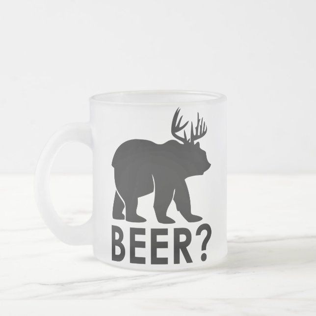 Lustiger Bärenhirsch Bierkrug Mattglastasse (Links)