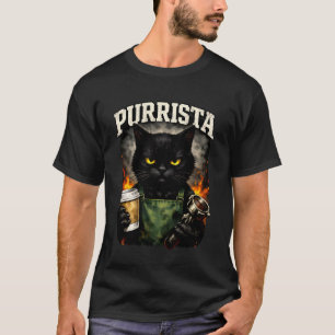Lustiger Barista Purrista Katzenwitz Feline Kaffee T-Shirt