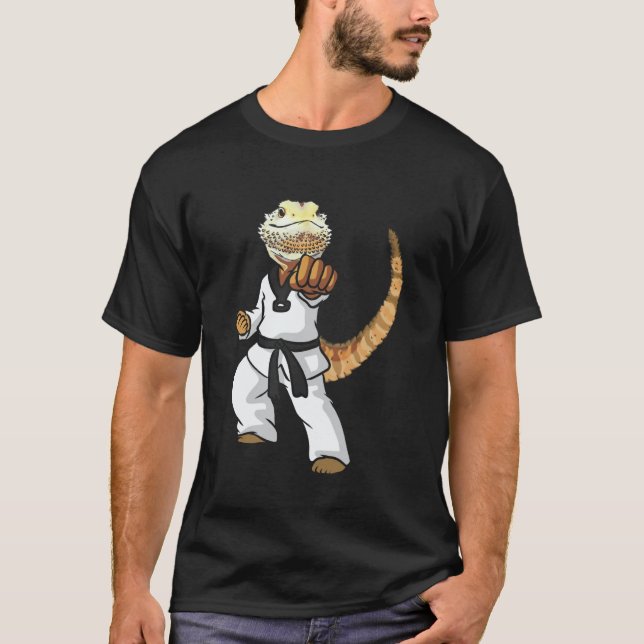 Lustiger Bartdrache Karate Samurai Ninja Echse R T-Shirt (Vorderseite)