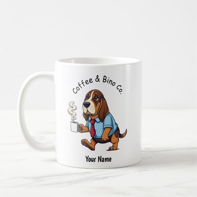 Lustiger Basset Hound Geschäftsanzug Kaffee Kaffeetasse (Links)