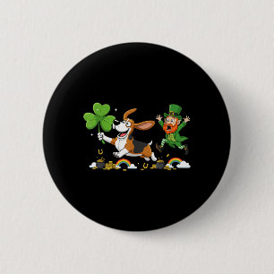 Lustiger Basset Hound Klee St Patricks Tag Damen Button