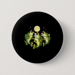 Lustiger Bassfisch heult zum Mond Forellenbarsch Button