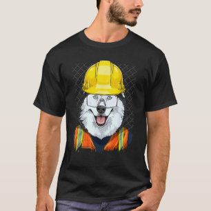 Lustiger Bauarbeiter Sibirischer Husky Arbeiter D T-Shirt