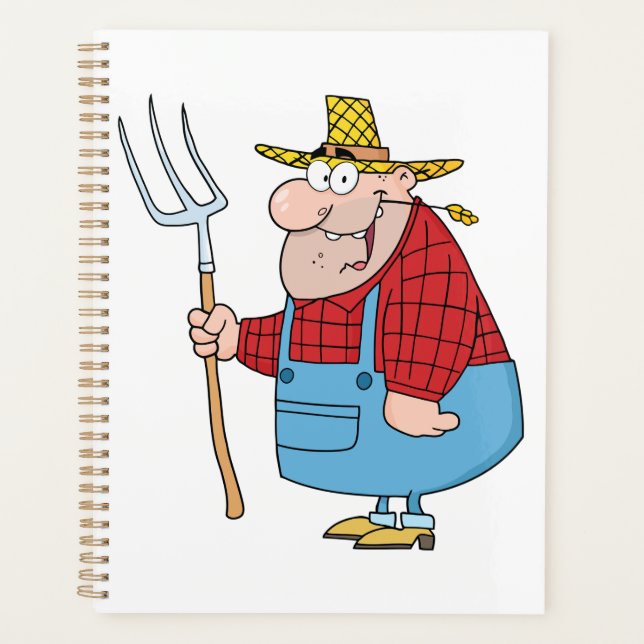 Lustiger Bauern-Heugabel-Overall und Strohhut Planer (Vorderseite)