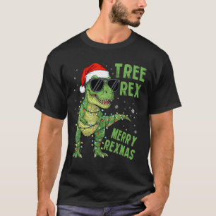 Lustiger Baum Rex Weihnachts-Dinosaurier Santa Hut T-Shirt