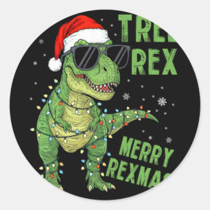 Lustiger Baum Rex Weihnachts-Dinosaurier Weihnacht Runder Aufkleber