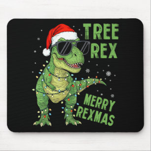 Lustiger Baum Rex Weihnachtsdinosaurier Santa Hut  Mousepad