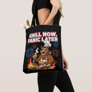 Lustiger BBQ-Bär Grill jetzt, Panik später Feuerwe Tasche