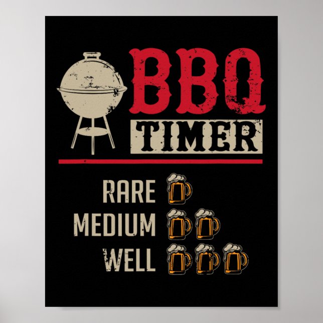 Lustiger Bbq-Fleisch-Koch-Timer-Bier-Grill-Koch Rb Poster (Vorne)