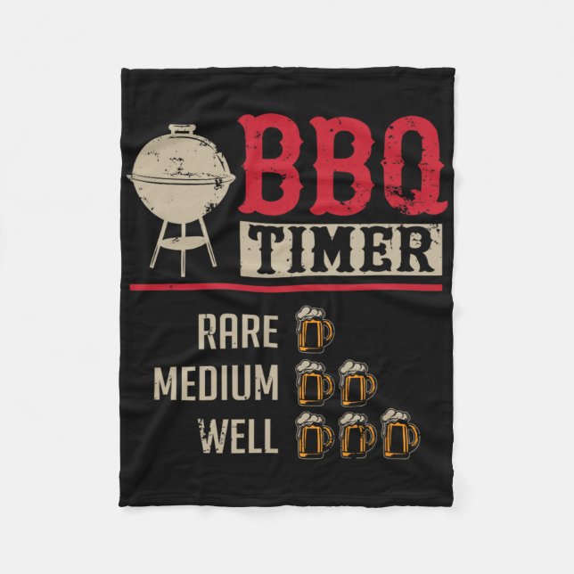 Lustiger Bbq-Fleisch-Kochzeittimer-Bier-Grill-Koch Fleecedecke (Vorderseite)