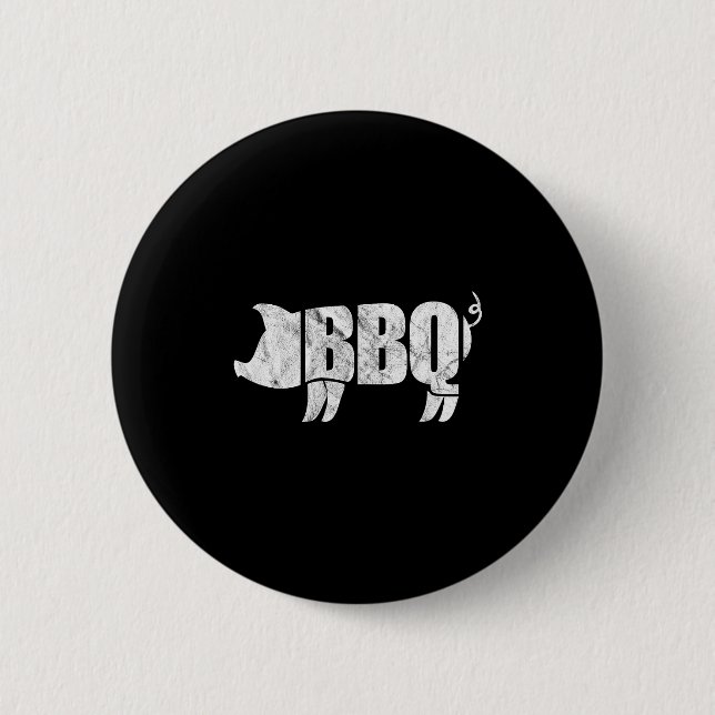 Lustiger BBQ-Schweinefleisch-Grillmeister Button (Vorderseite)