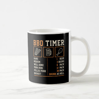 Lustiger BBQ-Timer-Grillstufen- und Bier-Diagramm- Kaffeetasse