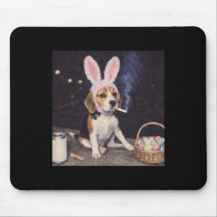 Lustiger Beagle-Hund Retro-Hasenohren rauchende Os Mousepad