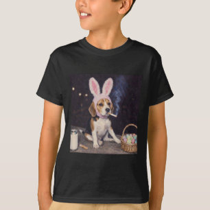 Lustiger Beagle-Hund Retro-Hasenohren rauchende Os T-Shirt