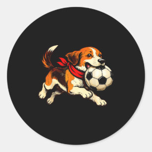 Lustiger Beagle-Hund spielt Fußball-Spieltag  Runder Aufkleber