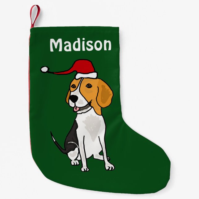 Lustiger Beagle im Kleiner Weihnachtsstrumpf (Vorderseite)