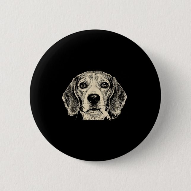 Lustiger Beagle-Meme Hund raucht Zigarette  Button (Vorderseite)