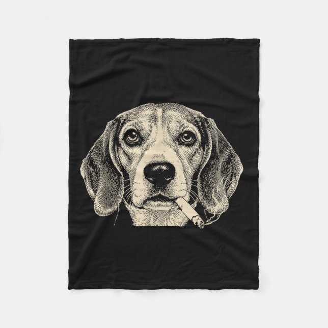 Lustiger Beagle-Meme Hund raucht Zigarette  Fleecedecke (Vorderseite)