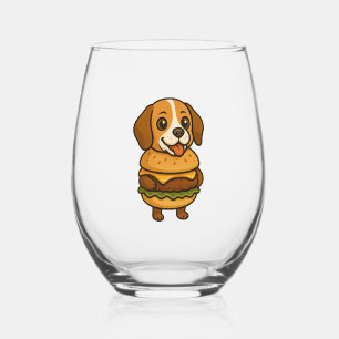 Lustiger Beagle mit Burger Lustige mythische Kreat Weinglas Ohne Stiel