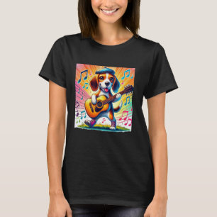 Lustiger Beagle mit einer Gitarre, Beagle-Liebhabe T-Shirt