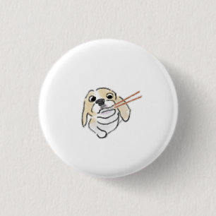 Lustiger Beagle-Welpe isst Sushi-Geschenk Button