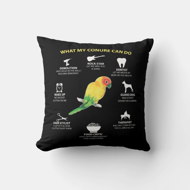 Lustiger begabter Vogel-Liebhaber Sun Conure Kissen (Vorderseite)