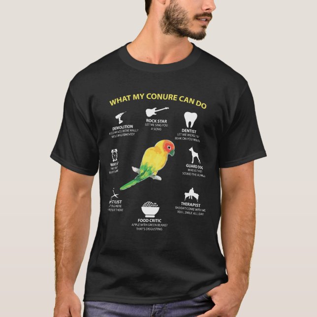 Lustiger begabter Vogel-Liebhaber Sun Conure T-Shirt (Vorderseite)