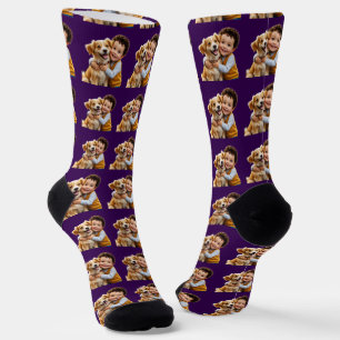 Lustiger benutzerdefinierter Gesichtsschnitt-Hunde Socken