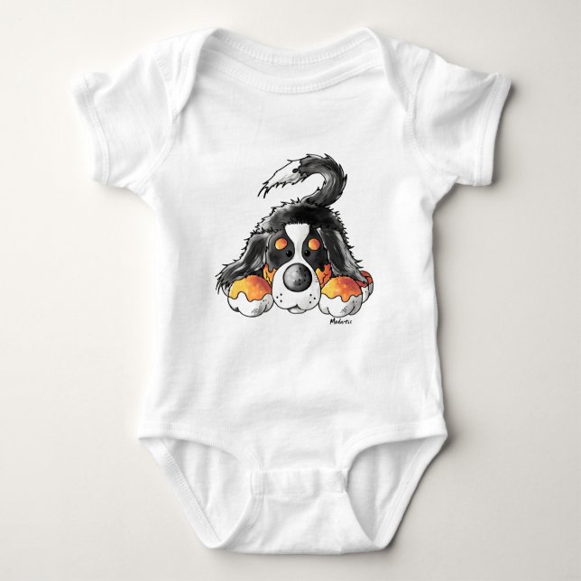 Lustiger Bernese GebirgshundeCartoon Baby Strampler (Vorderseite)