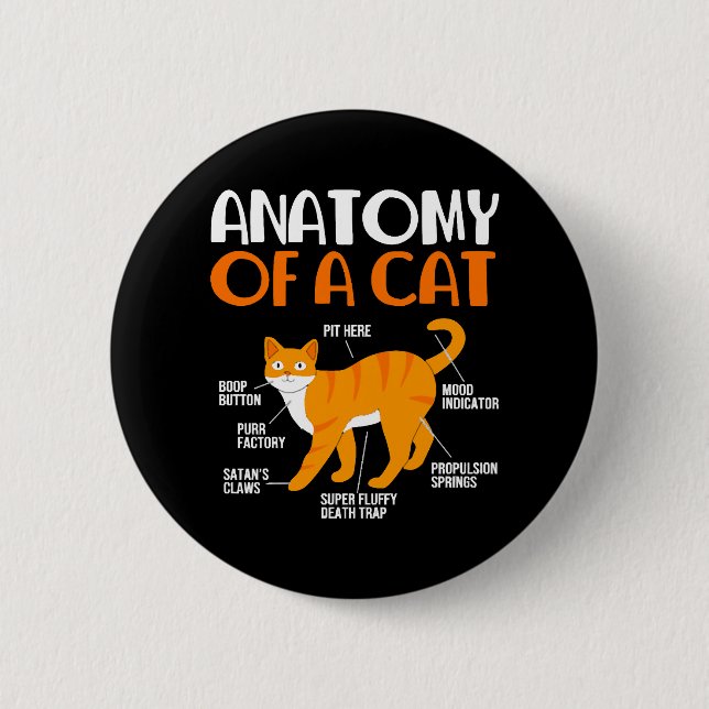 Lustiger Besitzer einer Tabby-Katze Anatomie einer Button (Vorderseite)