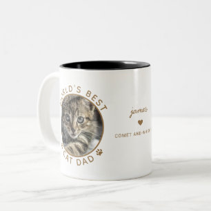 Lustiger Bester Katzenpapa Zwei Foto Gold Moderne Zweifarbige Tasse
