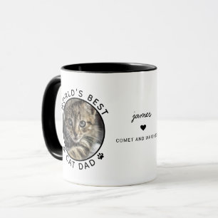 Lustiger Bester Katzenpapa Zwei Fotos Moderne Typo Tasse