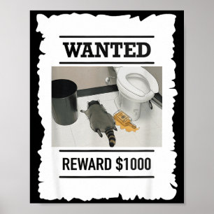 Lustiger betrunkener Waschbär Gesucht Belohnung $1 Poster