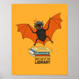 Lustiger Bibliothekar Lehrer Fledermaus Buchliebha Poster