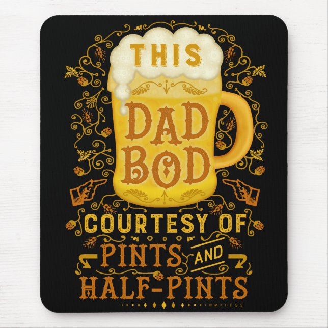 Lustiger Bier-Väter-Vater-Body-Humorvolles-Antik-T Mousepad (Vorne)