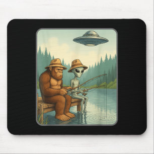 Lustiger Bigfoot & Alien-Angeln-Ufo-Meme Mousepad
