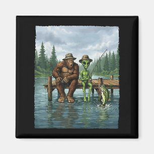 Lustiger Bigfoot-Angler Herren Alien Sasquatch-Ang Magnet