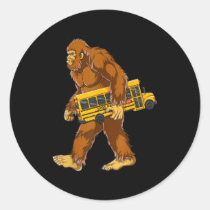 Lustiger Bigfoot-Busfahrer Sasquatch Schulbus Lieb Runder Aufkleber