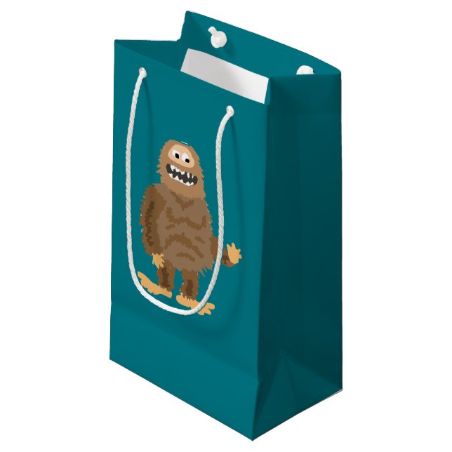 Lustiger Bigfoot, der ursprüngliche Kunst Kleine Geschenktüte (Vorderseite Schrägansicht)