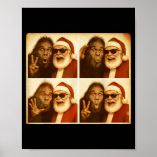 Lustiger Bigfoot-Fotobooth mit Weihnachtsmann Weih Poster