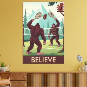 Lustiger Bigfoot-Glaube Leinwanddruck