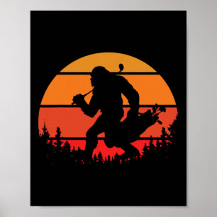 Lustiger Bigfoot-Golf Retro-Sasquatch spielt Golf Poster