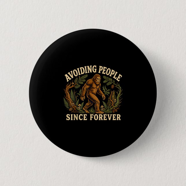 Lustiger Bigfoot-Introvert, der Menschen Sasquatch Button (Vorderseite)