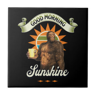 Lustiger Bigfoot-Kaffee-Morgenhumor Fliese