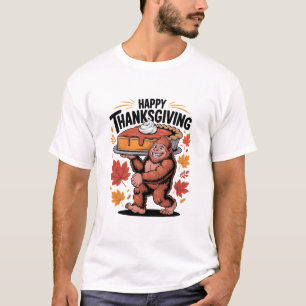 Lustiger Bigfoot-Kürbiskuchen Frohes Erntedankfest T-Shirt