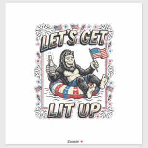 Lustiger Bigfoot Lasst Uns Patriotisch Feiern Aufkleber