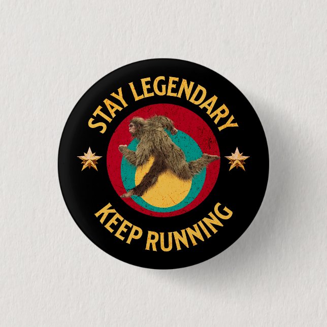 Lustiger Bigfoot Laufmotivation Button (Vorderseite)