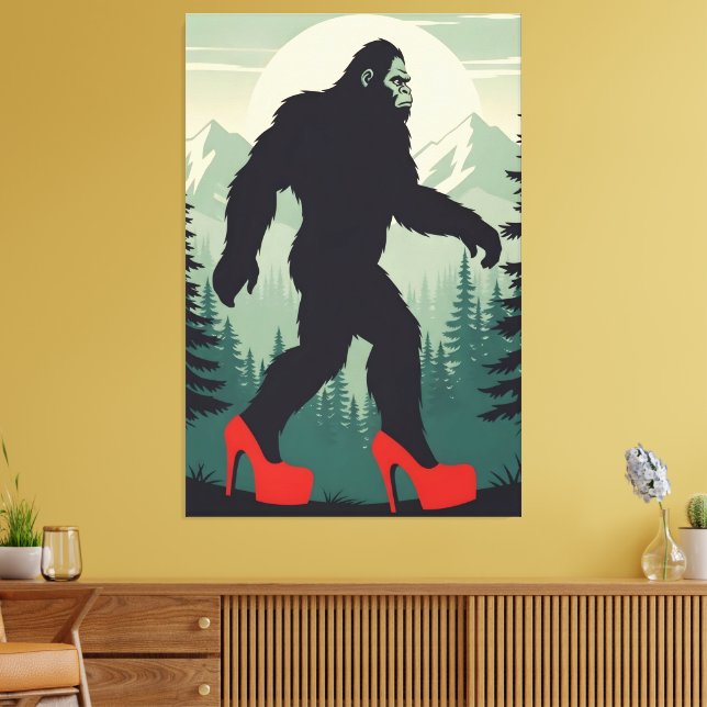 Lustiger Bigfoot Leinwanddruck (Insitu (Wohnzimmer))