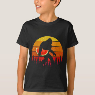 Lustiger Bigfoot mit Wassermelone-Scheibe Melone S T-Shirt
